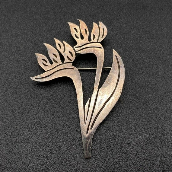 Vintage Bird of Paradise Flower Sterling Silver P… - image 1