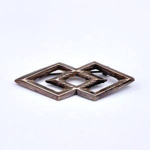 Vintage Navajo Native Stampwork Sandcast Silver Brooch Pin