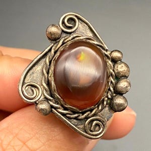 Vintage Southwestern Fire Agate Silver Ring Size 6