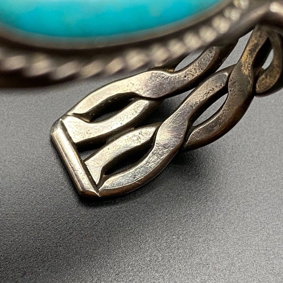 Vintage Navajo Turquoise Silver Twist Cuff Bracel… - image 9