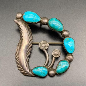 Vintage Zuni Native Replik Türkis Sterling Silber Pin Brosche Anhänger