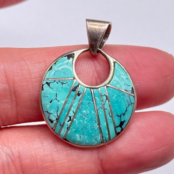 Vintage Southwestern Turquoise Sterling Silver Pe… - image 9