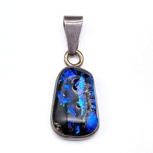 Vintage Charles Albert Blue Glass Sterling Silver Pendant