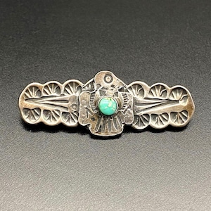 Spilla vintage in argento sterling con stampa Thunderbird turchese nativo Navajo