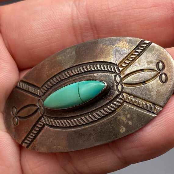 Vintage Navajo Native Turquoise Hand Stamped Silv… - image 10