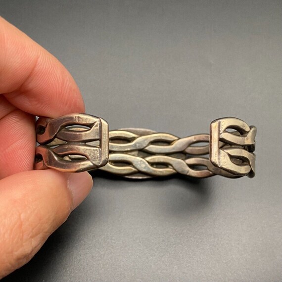 Vintage Navajo Turquoise Silver Twist Cuff Bracel… - image 8
