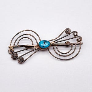 Vintage Southwestern Turquoise Silver Brooch Pin
