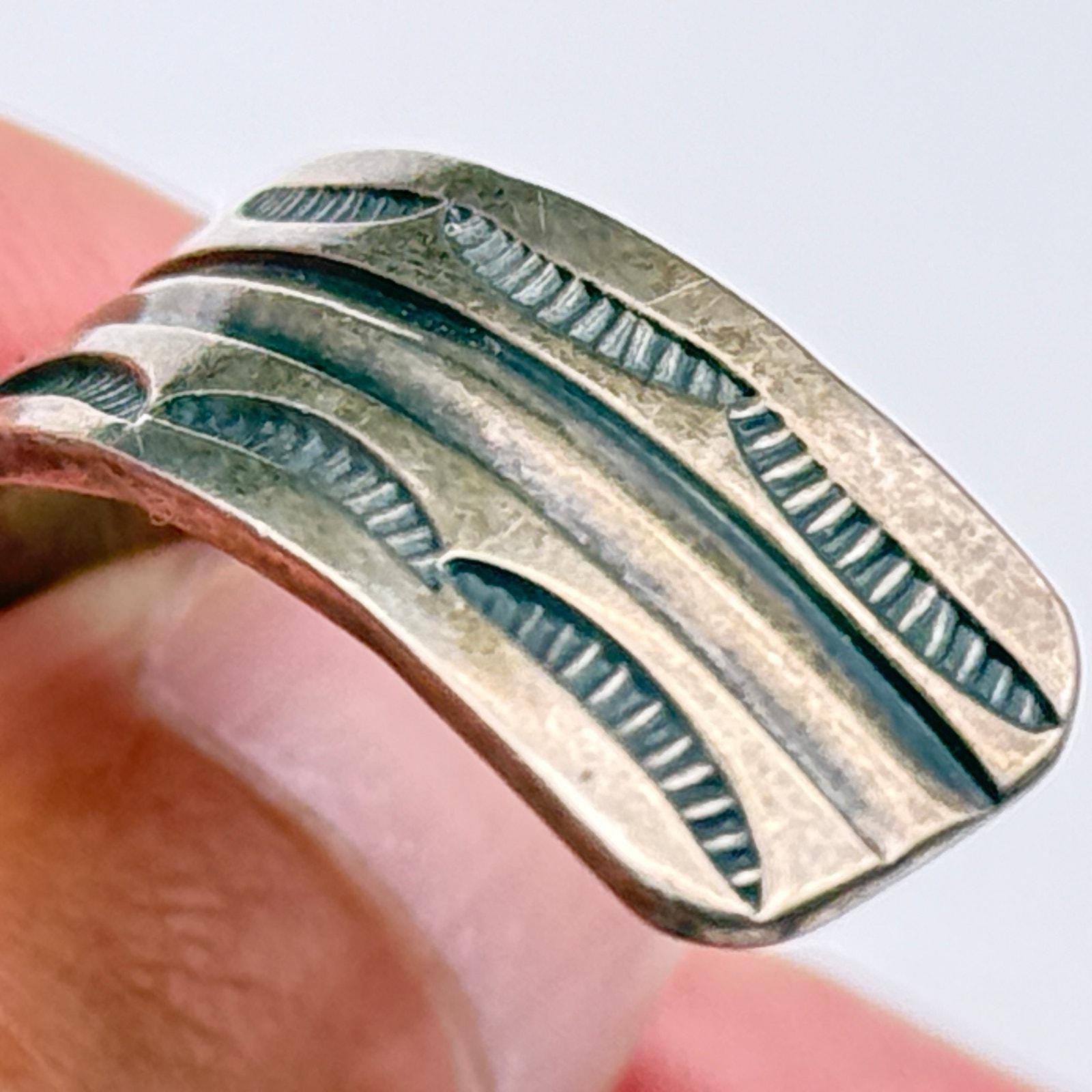 Vintage Navajo Native Thompson Platero Hand Stampwork Silver