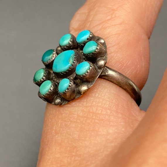 Vintage Navajo Native Turquoise Silver Ring Size … - image 7