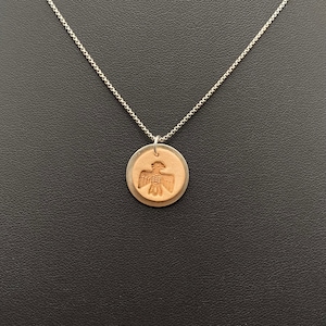 Native Style Thunderbird Coin Silver Pendant Necklace by SixteenthAlley