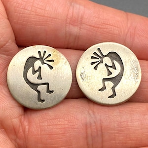 Vintage Southwestern Kokopelli Silver Clip On Earrings