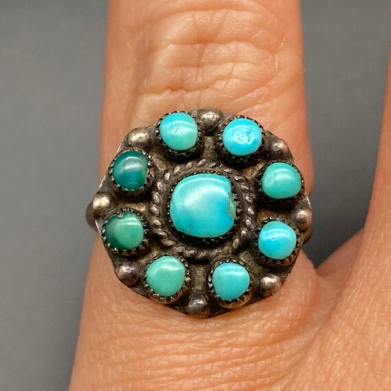 Vintage Navajo Native Turquoise Silver Ring Size … - image 6
