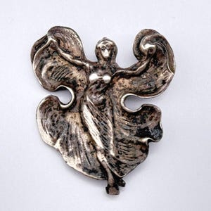 Vintage Art Nouveau Dancing Lady Sterling Silver Pendant