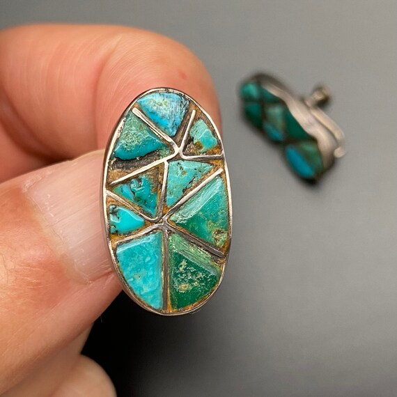 Vintage Zuni Indian Turquoise Sterling Silver Scr… - image 4