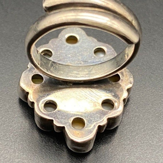 Vintage Pearl Coral Sterling Silver Ring Adjustab… - image 10
