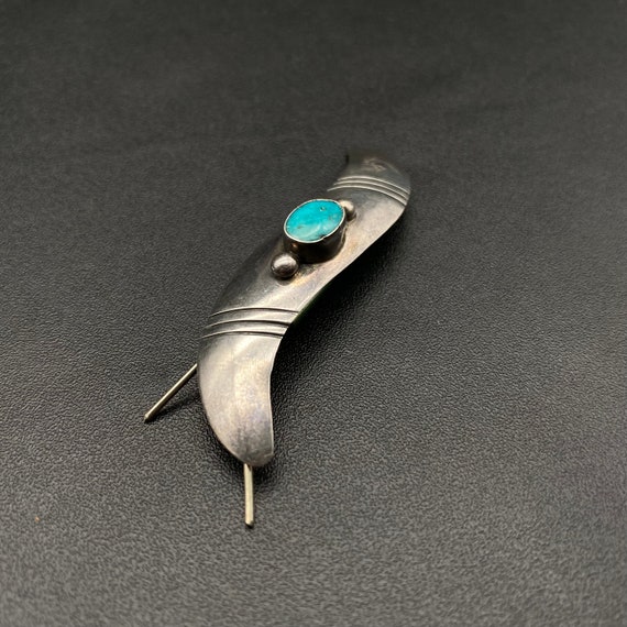 Vintage Navajo Pawn Sterling Silver Turquoise Hai… - image 2