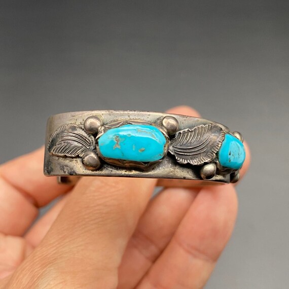 Vintage Zuni Native Simplicio Turquoise Silver Br… - image 9