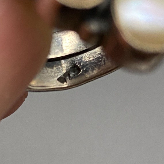 Vintage Pearl Coral Sterling Silver Ring Adjustab… - image 3