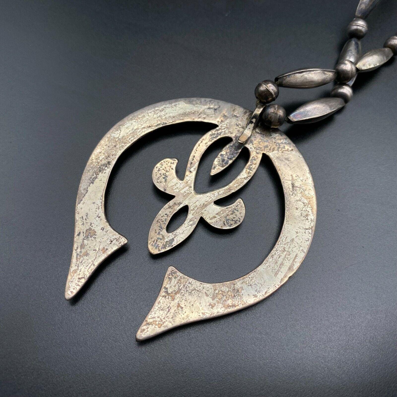 Vintage Navajo Native Naja Stamp Work Sandcast Silver