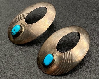 Vintage Southwestern Turquoise Sterling Silver Earrings