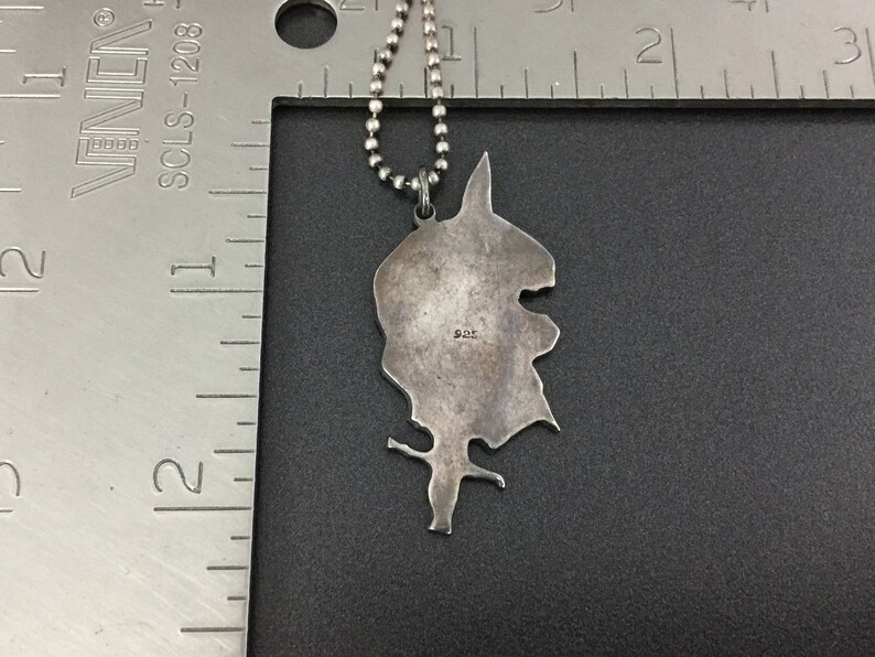 Vintage Sterling Silver Skull Sword Pendant Necklace