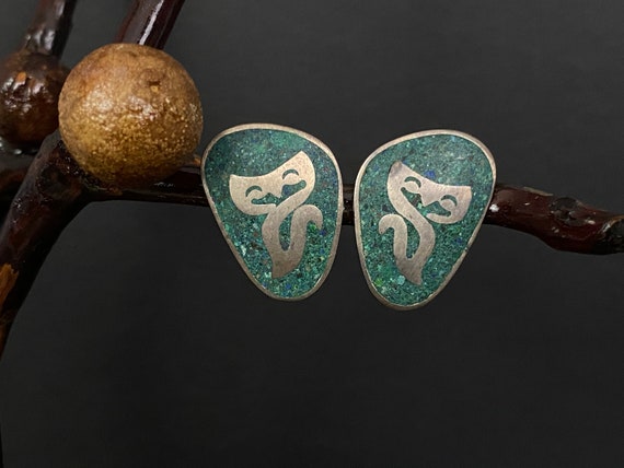 Vintage Snake Sterling Silver Screw On Earrings