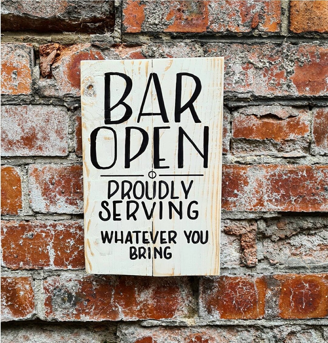 Handmade Reclaimed Wood Bar Sign: Rustic Home Bar Decor - Etsy UK