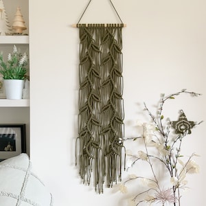 Woodland theme, long vertical wall hanging, narrow earthy wall decor made in ireland, 47 inches