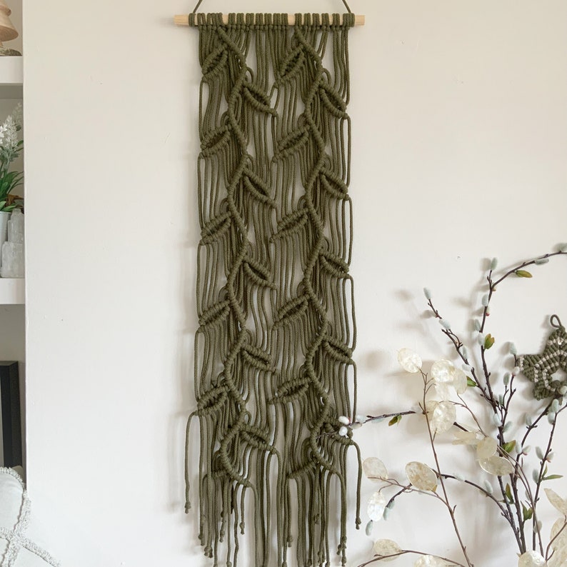 Woodland Theme Long Vertical Wall Hanging Narrow Earthy Wall Etsy