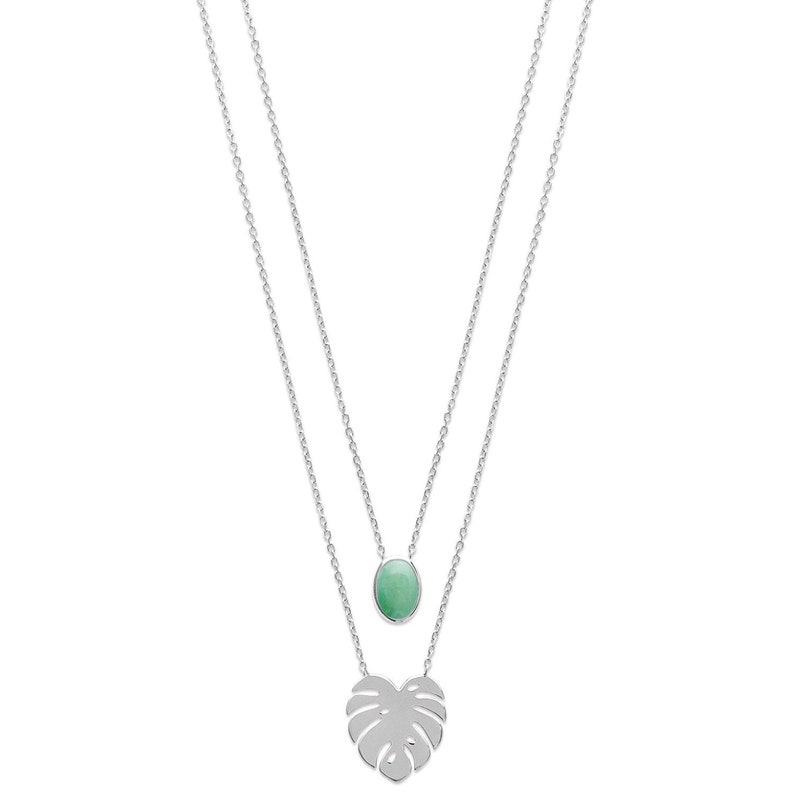 Silver necklace 925 Rhodi\u00e9 Aventurine stone
