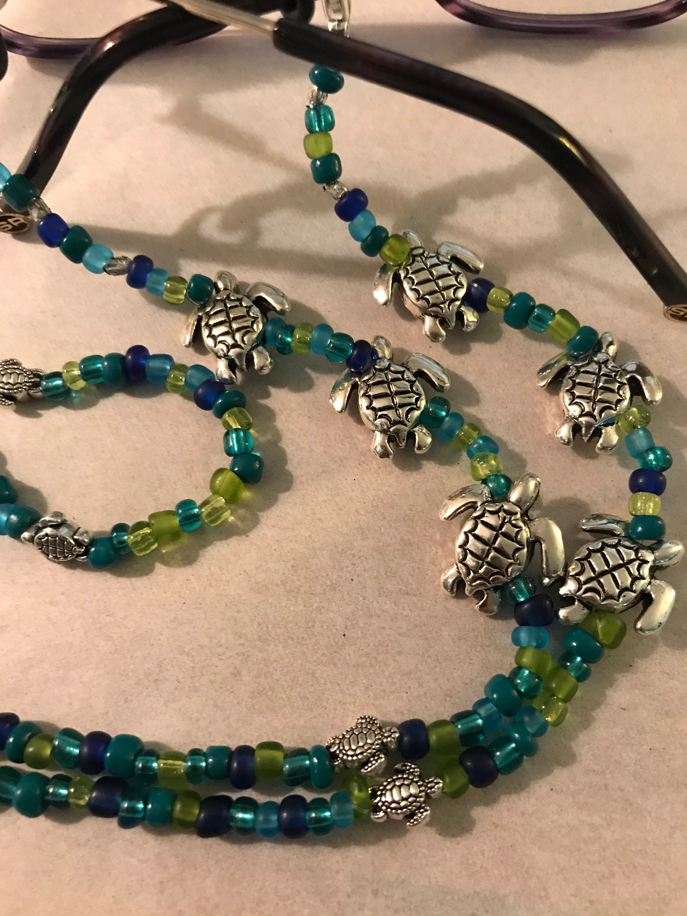 Sea Turtles and Blue Greens Beads, Eyeglass Holder Chains, Readers ...
