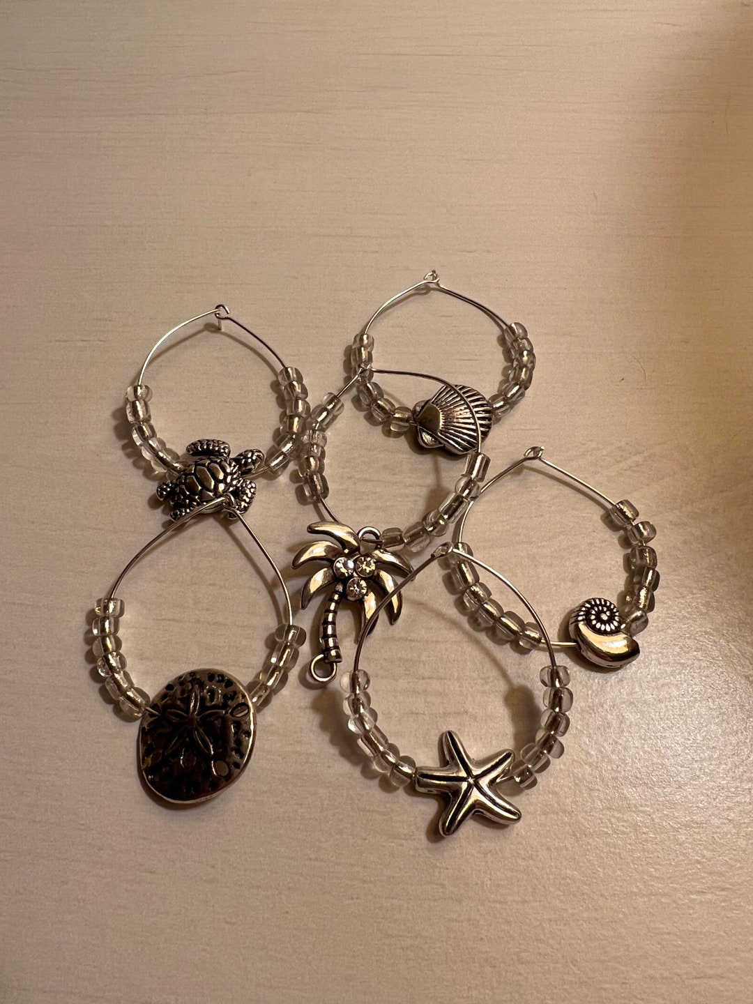 Seashell Wine Glass Charms. Set of 6. Etsy