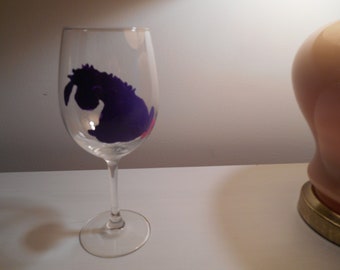Eeyore Wine Glass, Hand painted, 12 oz wine glass, Winnie the pooh Disney