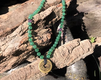Jade and Amethyst Beaded Necklace