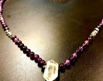 Amethyst and Quartz Mala