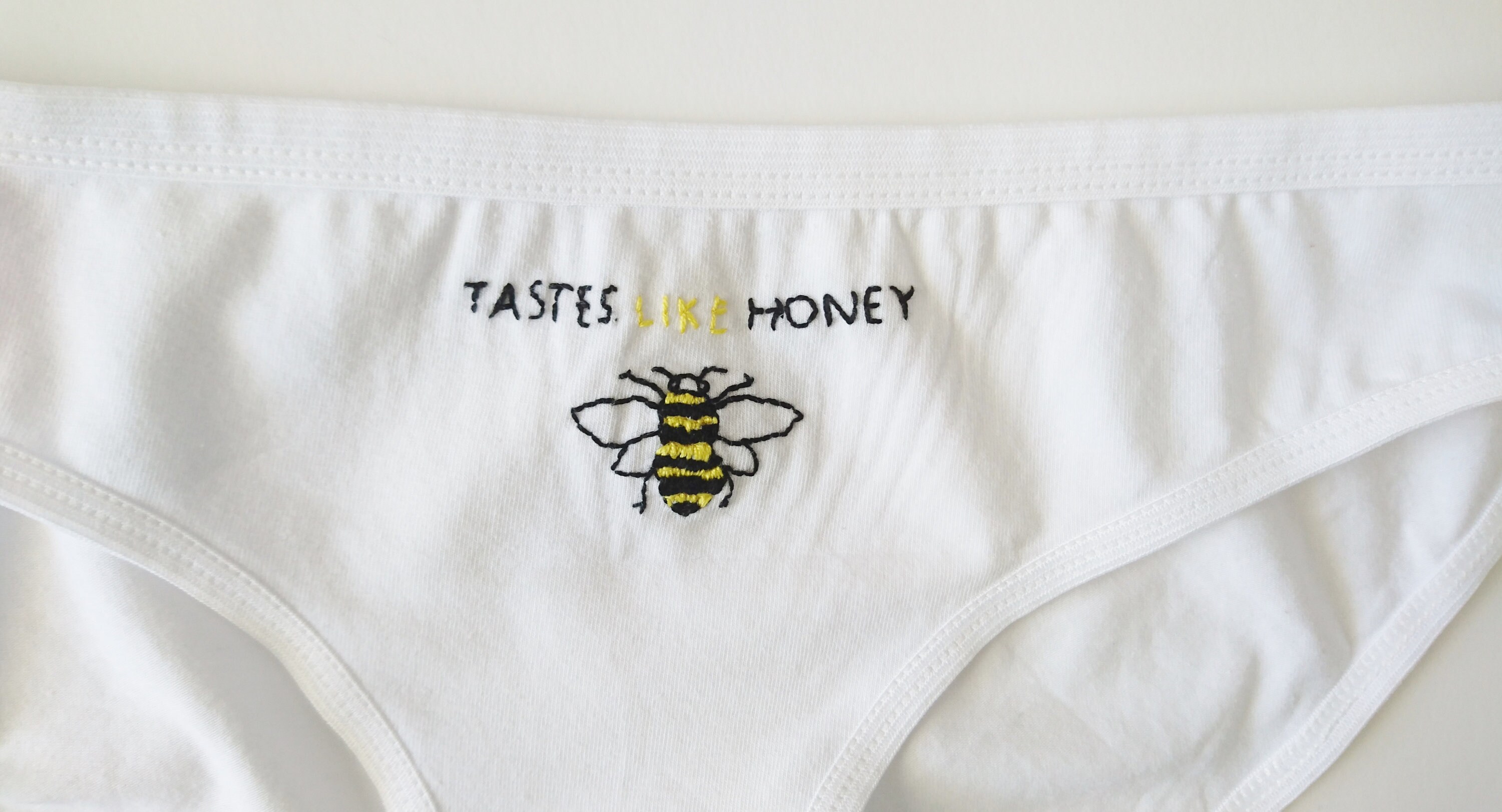 Tastes Like Honey Panties Hand Embroidery Panties White Cotton Etsy