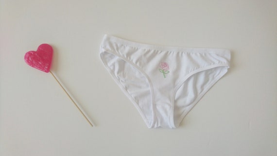 Pink Rose Panties Hand Embroidered Panties White Cotton Underwear Hand  Embroidered Rose Funny Bikini Panties Made to Order -  Canada