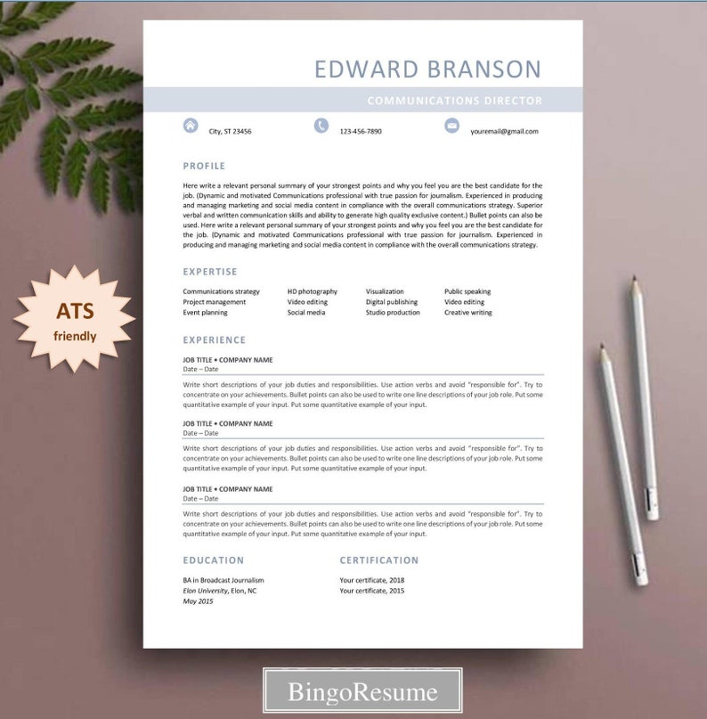 Resume Template CV Template ATS-friendly | Etsy