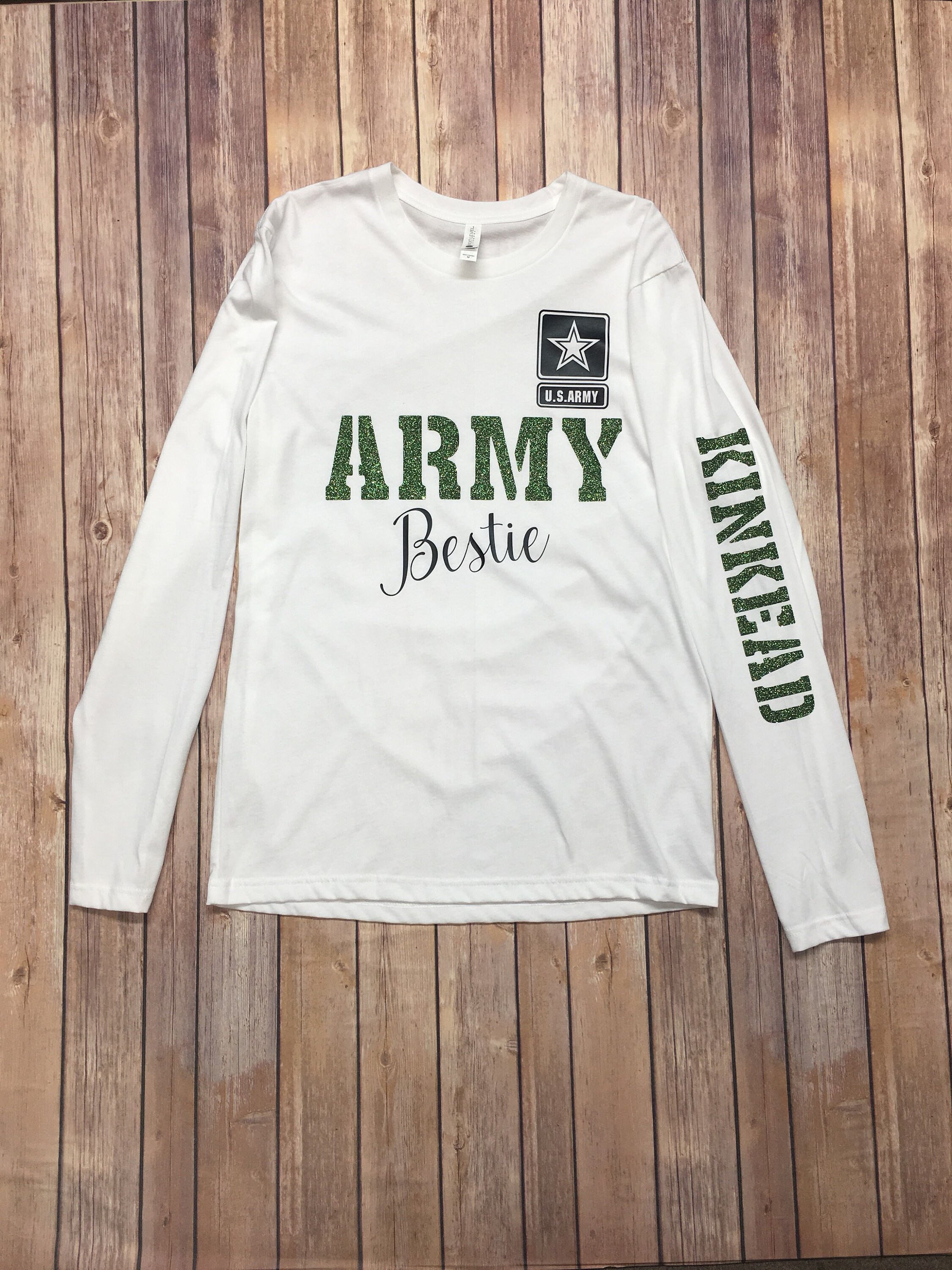 Army Family member shirt in white with green glitter | Etsy