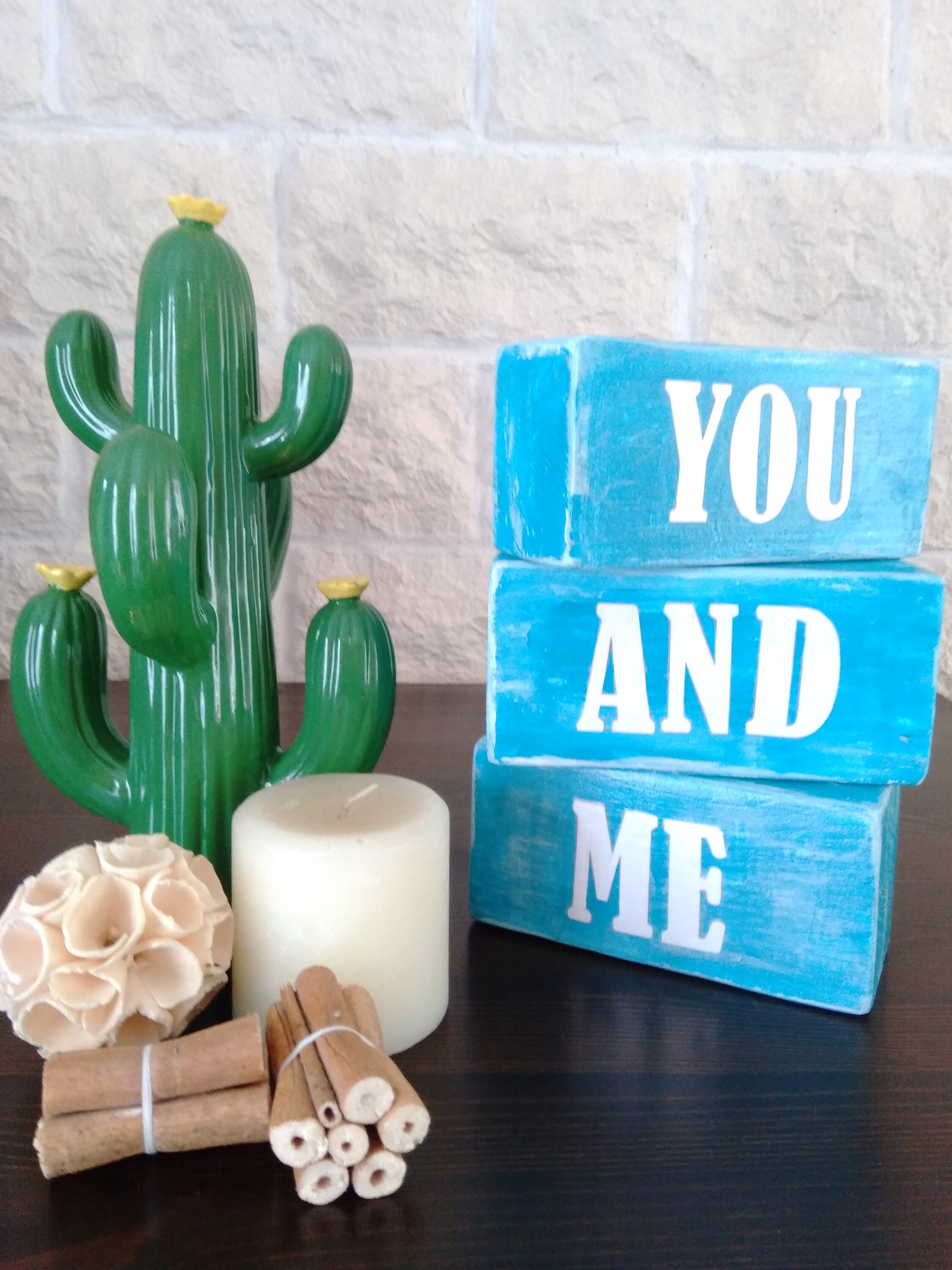 Cubes en Bois Pin Massif - avec Message You & Me Décoration à Poser