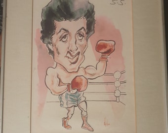 ORIGINAL framed and signed Sylvester Stallone / Rocky Art