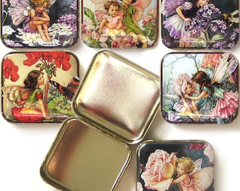 FLOWER FAIRIES TIN - Elite Metal Box Cicely Mary Barker Bits & Bobs Case Stickers Keepsake Organiser Storage Trinket Birthday Christmas Gift