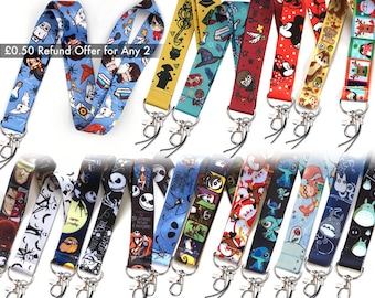 ANIMATION & COMIC LANYARD - Cartoon Film Story Accessory Badge Office Id Holder Travel Strap Kid Boy Girl Men Birthday Christmas Friend Gift