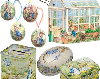 PETER RABBIT TIN - Elite Beatrix Potter Bits & Bobs Metal Box Case Keepsake Pill Pocket Storage Trinket Birthday Easter Christmas Kids Gift