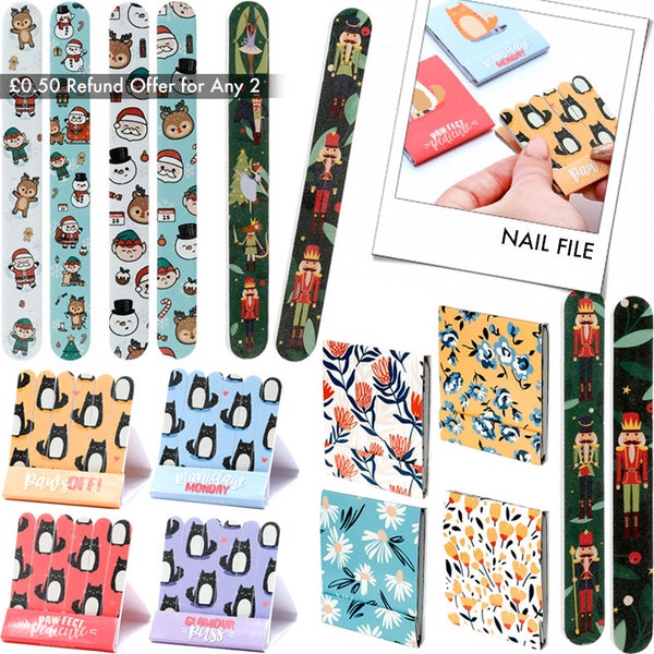 NAIL FILE - Mini Matchbook Double Side Emery Board Manicure Pedicure Bag Beauty Accessory Birthday Christmas Stocking Filler Party Fun Gift