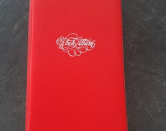 Vintage/Retro/Photo Album/Red/Bright/Colourful/White Script/Printed/Binder/Sleeves/Brownie Camera/Dated/Lovely/Stationary/Photography/Large