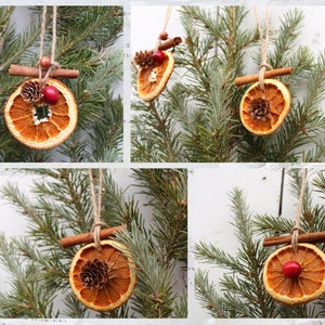 Rustic Orange Cinnamon Stick Christmas Ornament with Cranberries & Pinecones | Boho Farmhouse | All Natural Vintage Holiday Decor | Set of 1