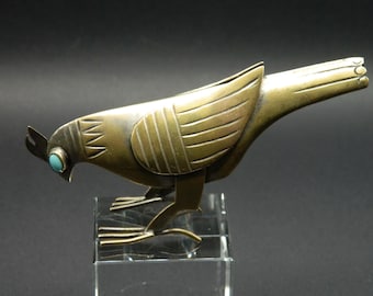 JOAQUIN TALLER: Modernist Artist. TINTA Ecuador Metal Sculpture; Chicken / Rooster Bird (Turquoise Eyes).
