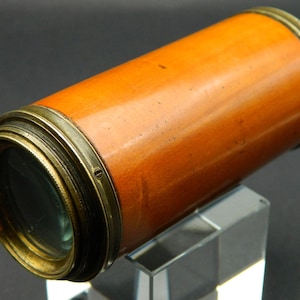 Antique GEORGIAN Toy MINI-TELESCOPE / Spyglass - Children's Monocular (Quality Wood, Brass & In Working Order)