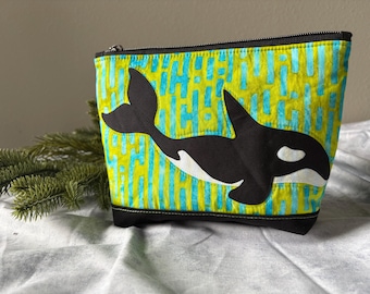 Green Medium Orca Zipper Bag - Canvas base